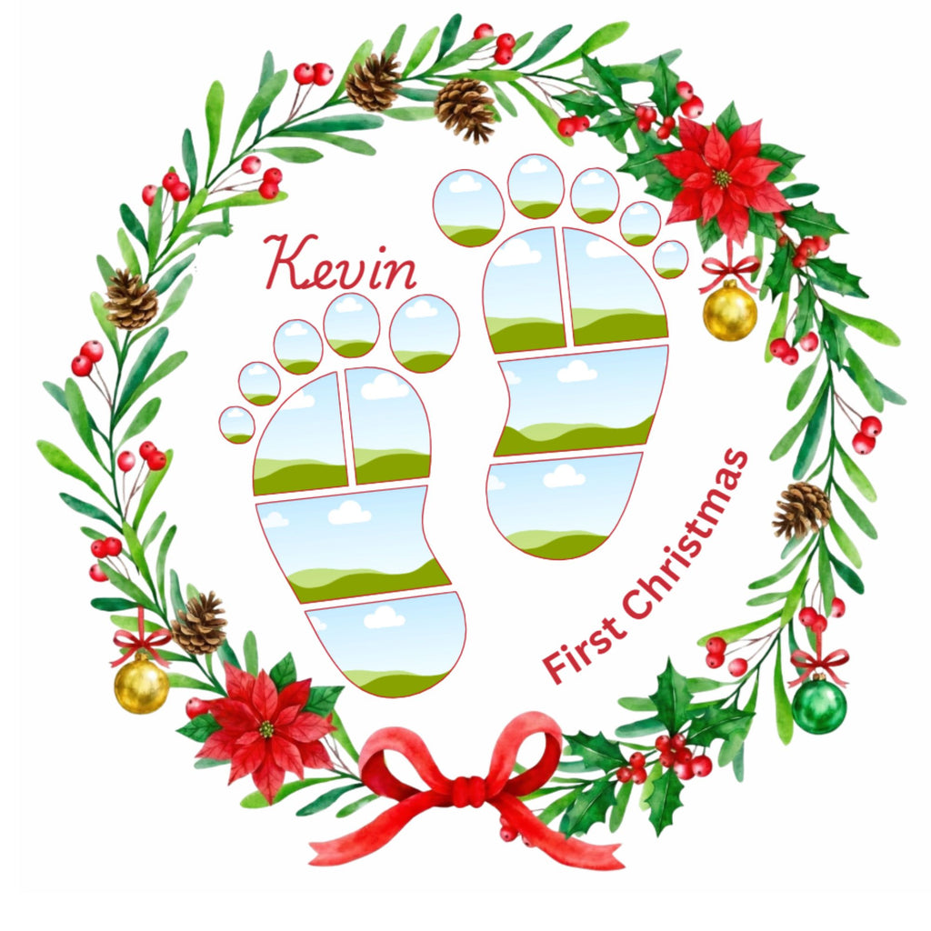 Drag-and-Drop Newborn Footprint Collage: 6-Pack Christmas Canva Frames