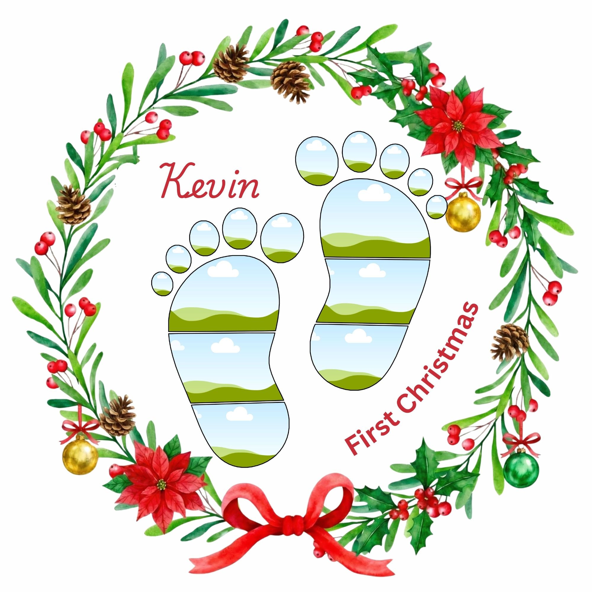 Drag-and-Drop Newborn Footprint Collage: 6-Pack Christmas Canva Frames