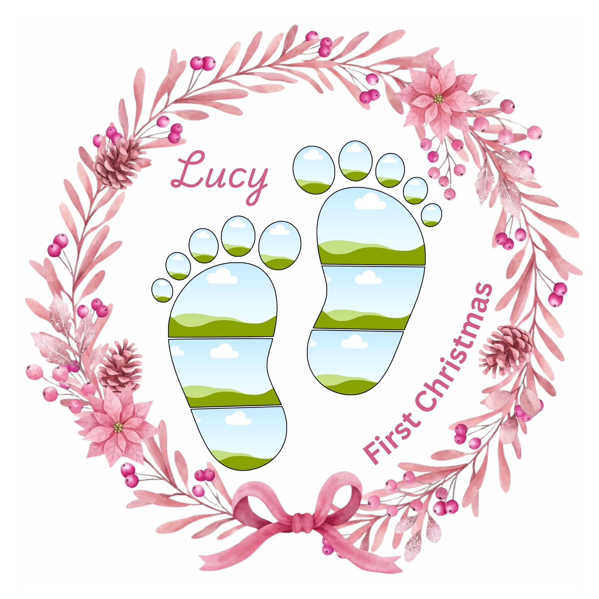 Drag-and-Drop Newborn Footprint Collage: 6-Pack Christmas Canva Frames