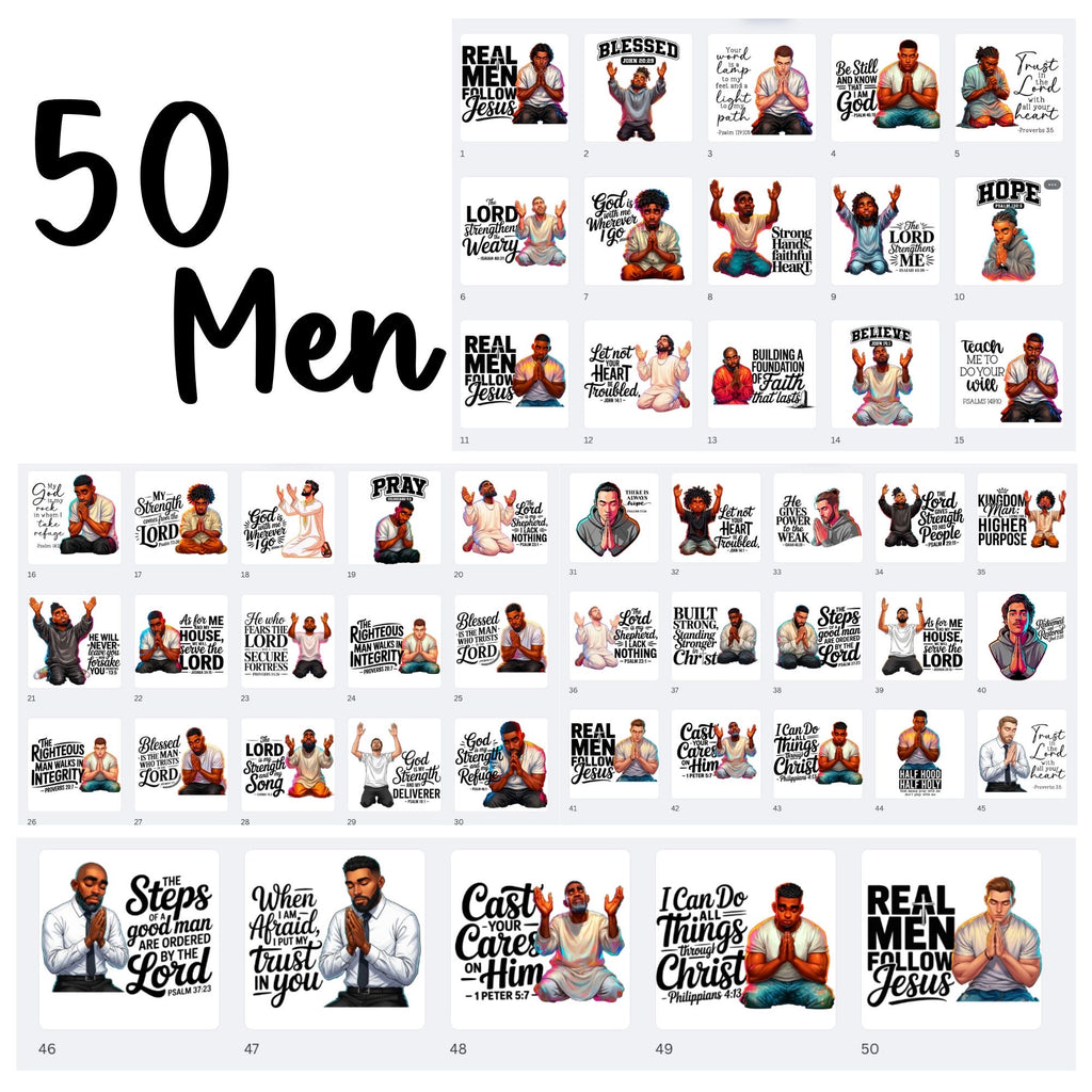 Ultimate Prayer Graphics Kit: 150 Praying Figures & Bible Verse Templates for POD & Journals