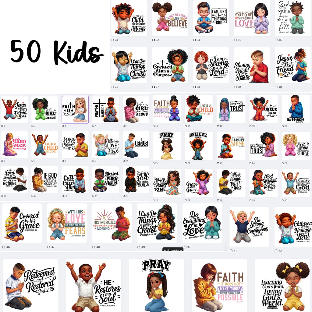 Ultimate Prayer Graphics Kit: 150 Praying Figures & Bible Verse Templates for POD & Journals