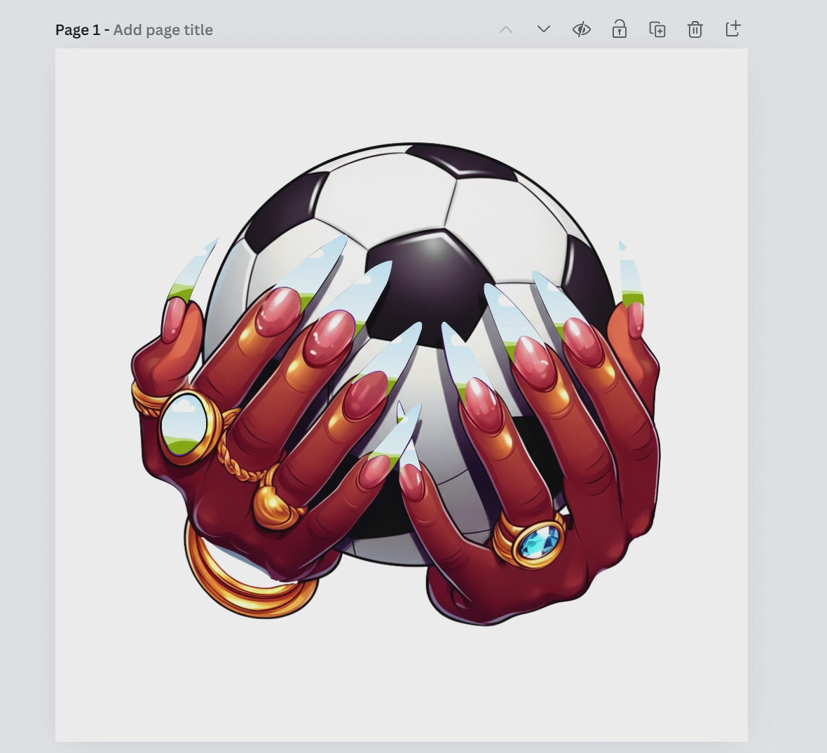 Drag-and-Drop Sports Hands Bundle: Custom Nail & Ring Frames for Canva - Game Day Graphics